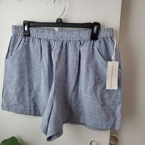 Women's Striped Print Elastic High Waisted Shorts Casual Wide Leg Summer Boxer